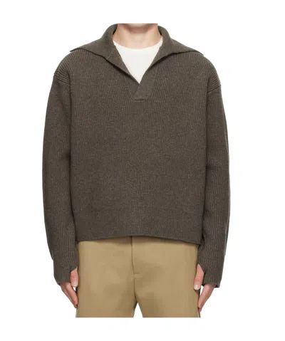 Studio Nicholson Nash Knit Polo In Brown