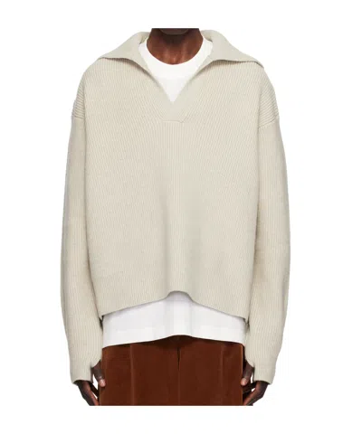 Studio Nicholson Taupe Nash Knit Polo In Natural