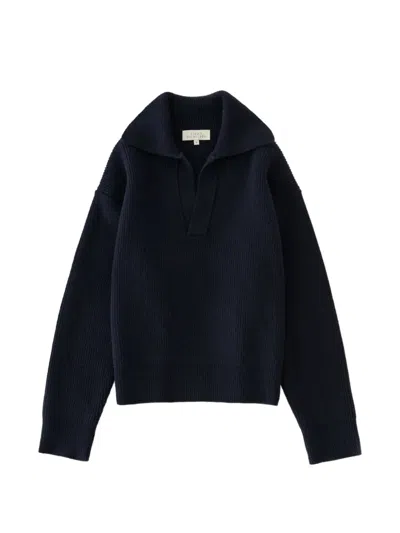 Studio Nicholson Nash Open-collar Sweater In Blue