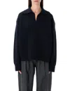 Studio Nicholson Nash Polo Collar Knit In Blue