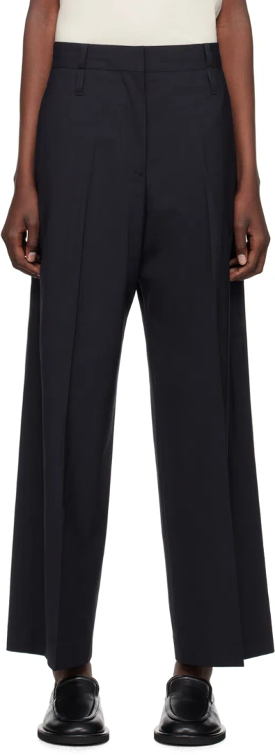 Studio Nicholson Navy Baier Trousers In Darkest Navy