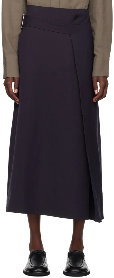 STUDIO NICHOLSON NAVY BASSI MIDI SKIRT 