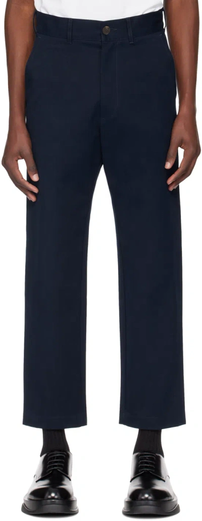Studio Nicholson Navy Bill Trousers In - Dark Navy