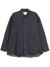 Studio Nicholson Navy Blue Oversize Long Sleeve Shirt In Gray