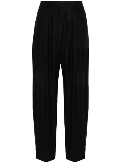 STUDIO NICHOLSON NAVY BLUE WOOL WIDE LEG TROUSERS