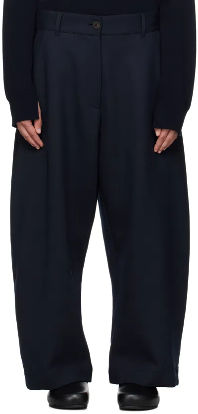 Studio Nicholson Navy Chalco Trousers In Darkest Navy