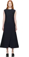 Studio Nicholson Navy Corus Midi Dress In Blue