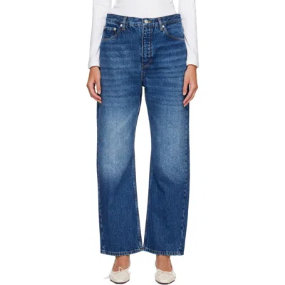 Studio Nicholson Navy Denjo Straight Leg Jeans In Blue