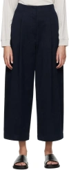 Studio Nicholson Wide Leg Cotton Trousers In Dark Navy