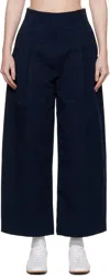 Studio Nicholson Navy Dordoni Volume Trousers In Black
