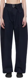 Studio Nicholson Belted Round Leg Pant Clothing In Darkest Navy