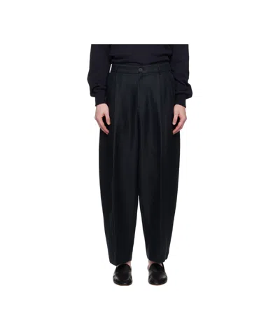 Studio Nicholson Navy Ellis Trousers In Black