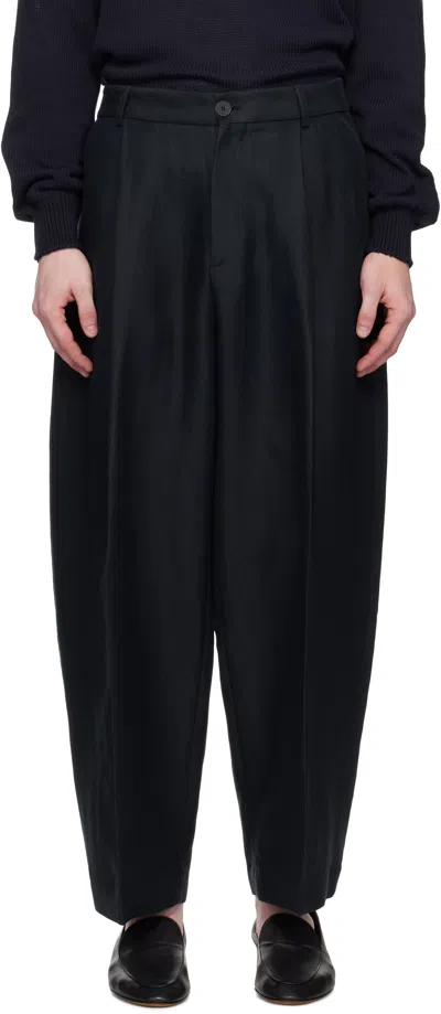 Studio Nicholson Navy Ellis Trousers In Darkest Navy