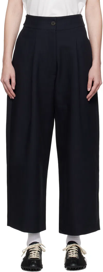 Studio Nicholson Navy Fellini Trousers In Black