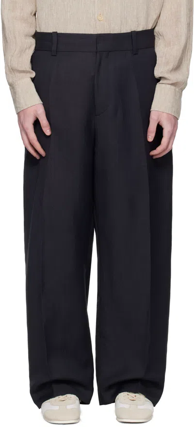 Studio Nicholson Navy Fume Trousers In Blue