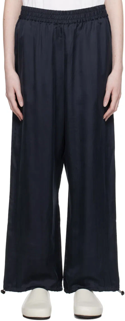 Studio Nicholson Navy Gia Trousers In Darkest Navy