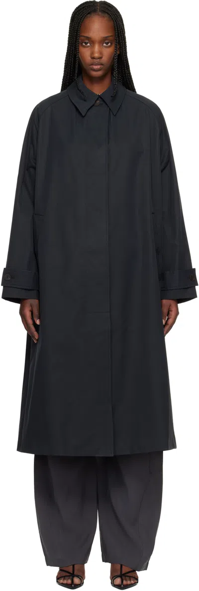 Studio Nicholson Navy Holin Technical Cotton Trench Coat In Blue