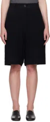 Studio Nicholson Navy Luna Linen Shorts In Darkest Navy