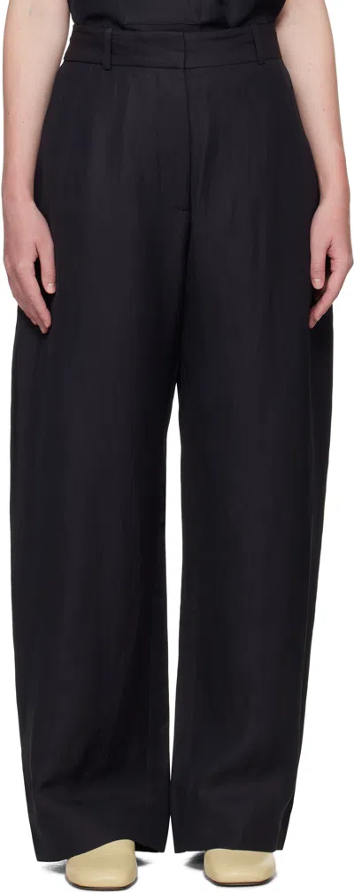Studio Nicholson Navy Myers Linen Trousers In Darkest Navy