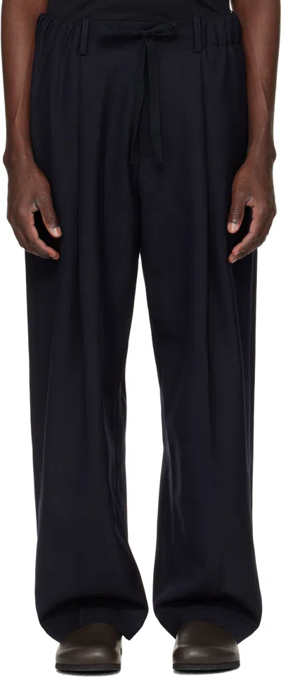 Studio Nicholson Navy Noam Trousers In Blue