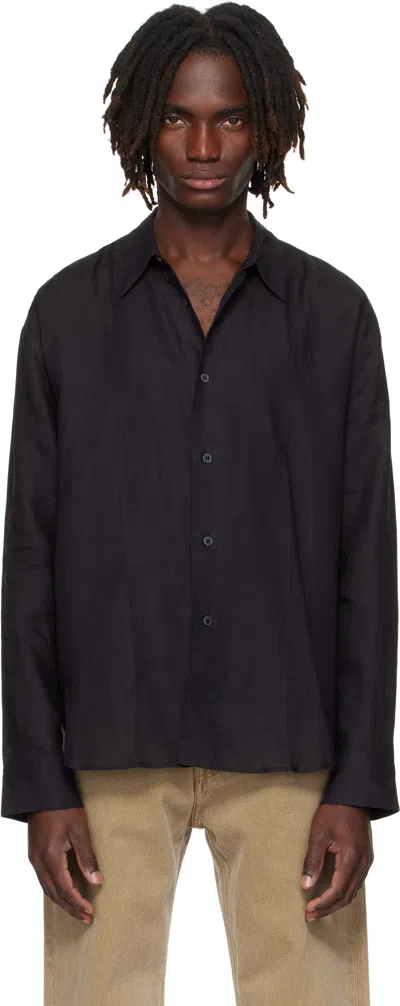Studio Nicholson Navy Rafe Linen Shirt In Blue
