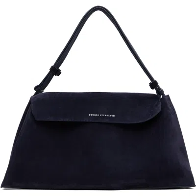 Studio Nicholson Navy Shiboru Suede Bag In Darkest Navy