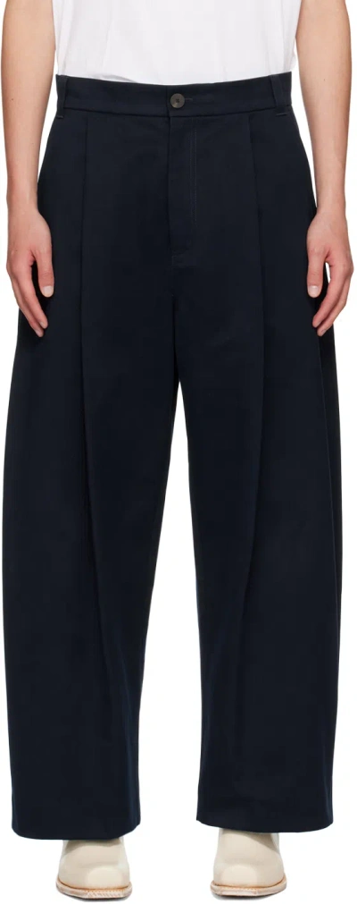 Studio Nicholson Navy Sorte Trousers In Dark Navy