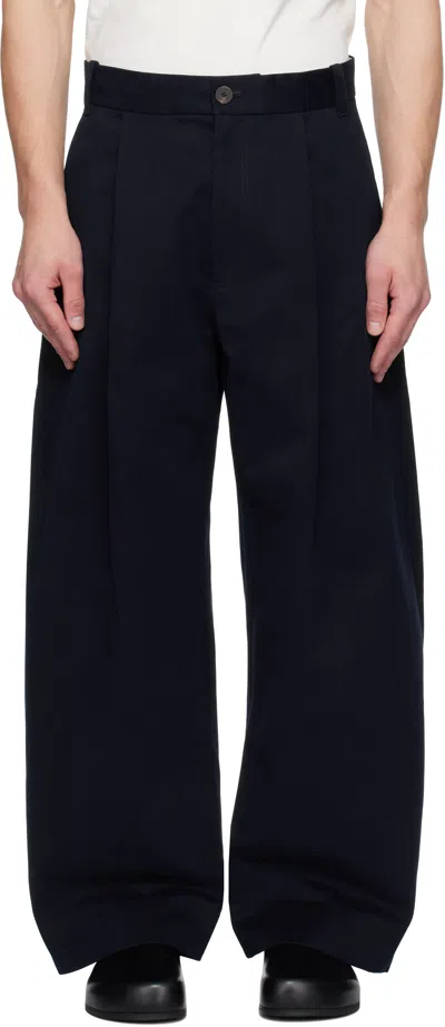 Studio Nicholson Navy Sorte Trousers In Dark Navy