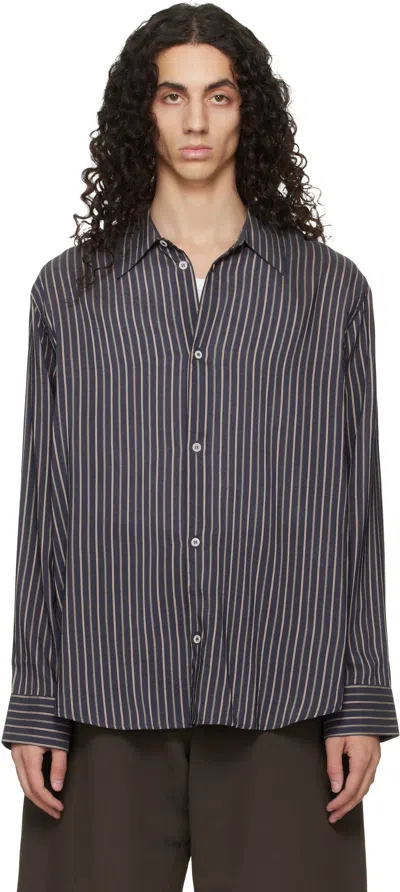 Studio Nicholson Navy View Shirt In Black
