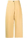 Studio Nicholson High Waist Wide Leg Cropped Cotton Trousers