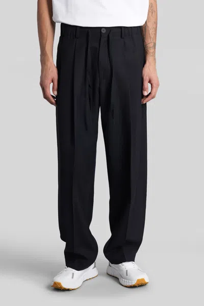 Studio Nicholson Noam Snm-1186 Pants In Blue Wool In Black