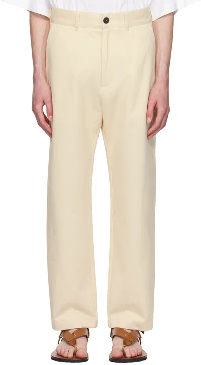 STUDIO NICHOLSON OFF-WHITE BILL TROUSERS