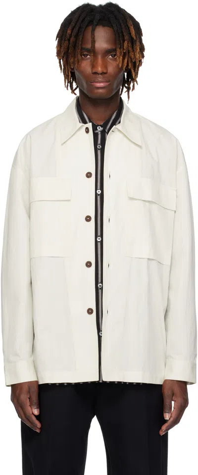 Studio Nicholson Off-white Landi Overshirt In Ice