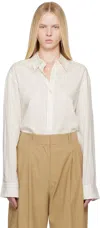 Studio Nicholson Striped Silk Shirt In Ecru/ Black