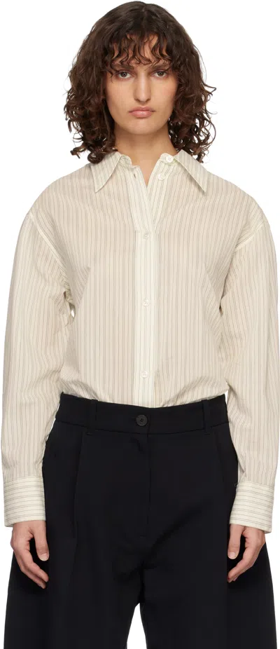 Studio Nicholson Off-white Classic Oversized Sheer Shirt In Neutral