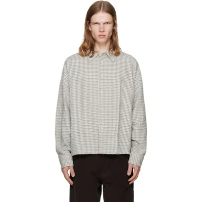 Studio Nicholson Nostra Shirt In Light Beige And Black Cotton In White