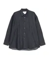 Studio Nicholson Navy Blue Oversize Long Sleeve Shirt In Gray