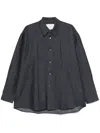 Studio Nicholson Navy Blue Oversize Long Sleeve Shirt In Gray