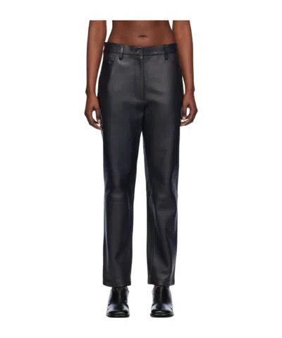 Studio Nicholson Opie Leather Casual Pants In Black