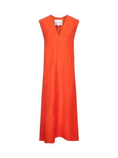 STUDIO NICHOLSON ORANGE LINEN BLEND LISE MIDI DRESS