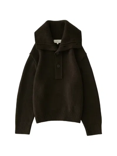 Studio Nicholson Orena Ribbed-collar Sweater In Black