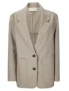 Studio Nicholson Conde Curved Hem Blazer In Neutral