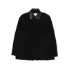 Studio Nicholson Leather-collar Patch-pocket Coat In Blue