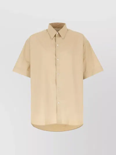 Studio Nicholson Oversize Cotton Shirt Italian Collar In Neutrals