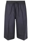 Studio Nicholson Oversized Bermuda Shorts With Elastic Waist In Blue