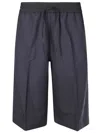 Studio Nicholson Oversized Bermuda Shorts With Elastic Waist In Blue