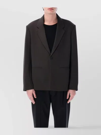Studio Nicholson Oversized Blazer Notched Lapel Front Pockets In Oil Grey