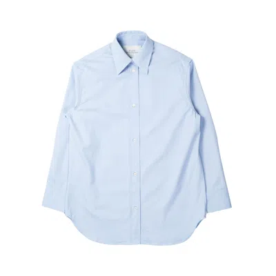 Studio Nicholson Oversized Shirt With Embroidered Logo In Cotton In Celeste
