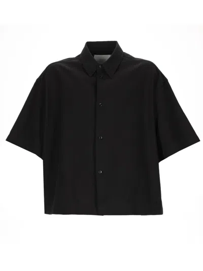 Studio Nicholson Oversized Short-sleeve Button-up Shirt In Black