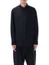 Studio Nicholson Oversized Wool Navy Blue Shirt In Blue